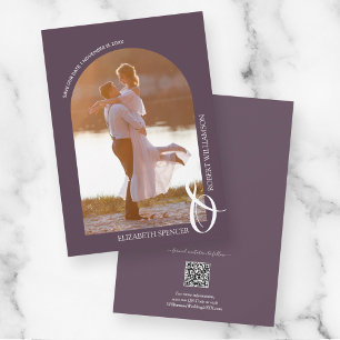 Photo Purple QR Code Wedding Save The Date