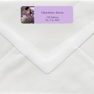 Photo purple violet wedding return address  label