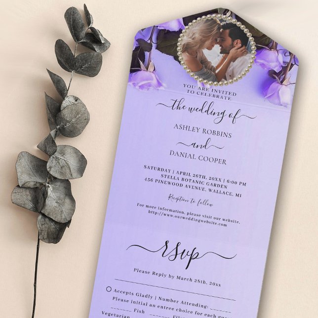 Photo Purple Wedding All In One Invitation (Creator Uploaded)
