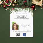 Photo qr code beauty makeup Christmas promotion Flyer<br><div class="desc">For Christmas offers and marketing. Decorated with green foliage and red berries.  White bakcground. Personalise and add your name,  address,  your text,  photo,  your own QR code to your Facebook account.</div>