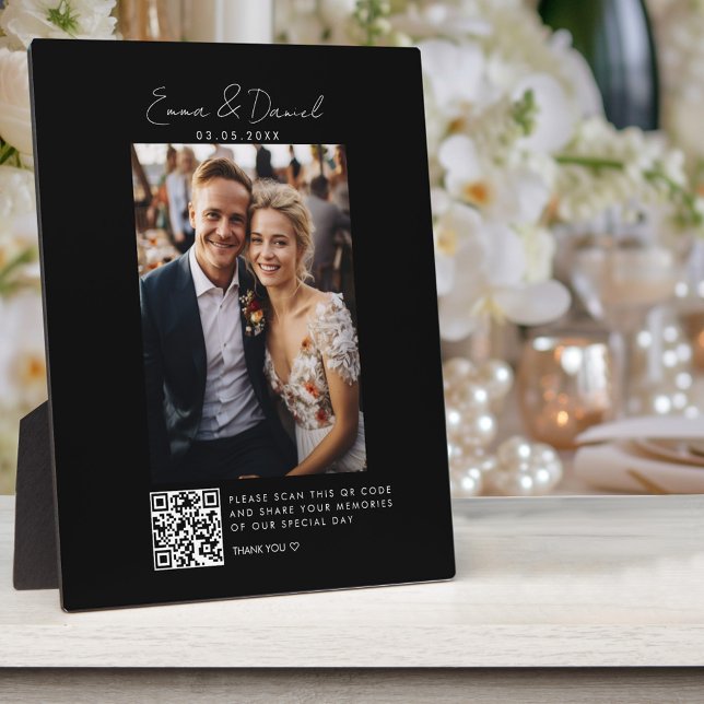 Photo QR Code Black Wedding  Plaque (Creator Uploaded)