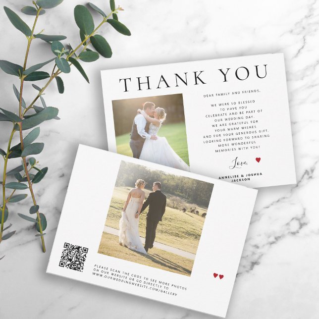Photo QR code bold typography wedding Thank You Card (Creator Uploaded)