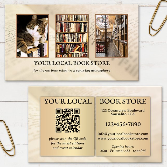 Photo QR Code Books Retail Store Business Card (Creator Uploaded)