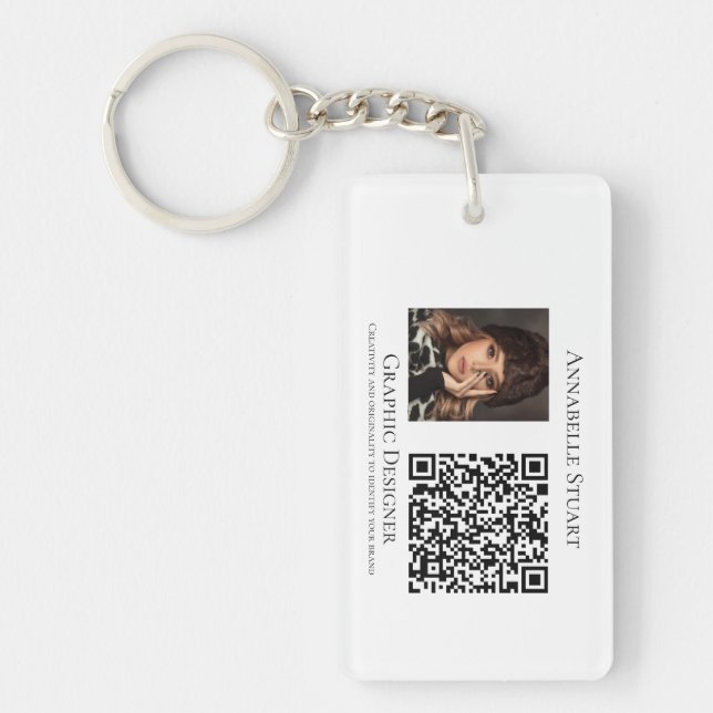 Photo QR code Business Company Large Key Ring (Front)