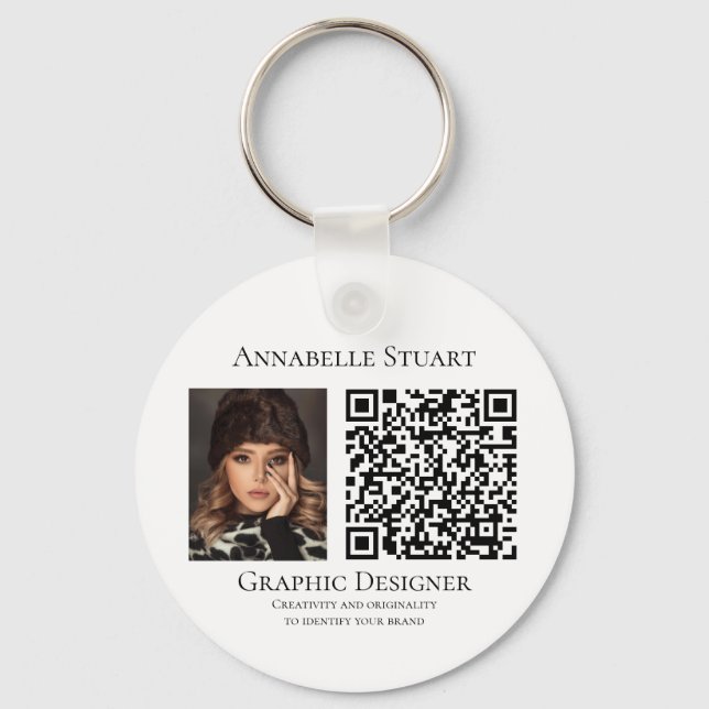 Photo QR code Business Company Large Key Ring (Front)