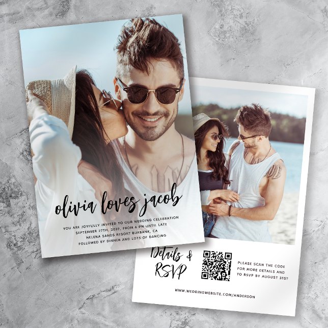 Photo QR Code Casual Wedding Invitation (Creator Uploaded)