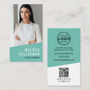 Photo QR Code Company Logo Vertical Business Card