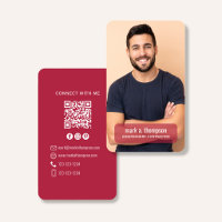 Photo QR Code Connect With Me Burgundy Modern
