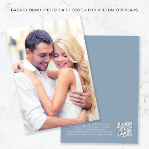 Photo QR Code Dusty Blue Background Vellum Overlay Invitation