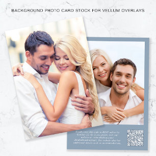 Photo QR Code Dusty Blue Background Vellum Overlay Invitation
