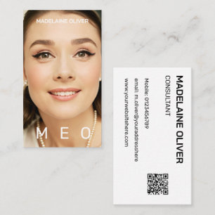 Photo QR Code Monogram Simple Elegant  Business Card