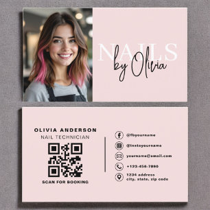 Photo QR Code Nail Specialist Artis Typography Business Card