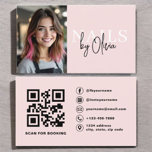 Photo QR Code Nail Specialist Modern Typography  Business Card