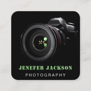 Photo QR Code Photographer Photography BLACK Square Business Card