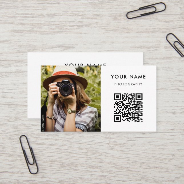 Photo QR Code, Photographer Photography Business C Business Card (Front/Back In Situ)