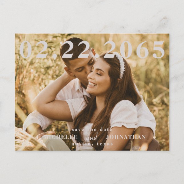  Photo QR Code Save the Date Wedding Postcard (Front)