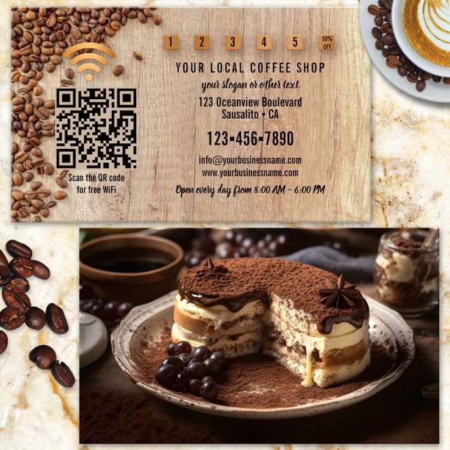 Photo QR Code WiFi Coffee Shop Loyalty Card (Creator Uploaded)
