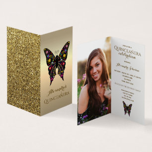Photo Quinceanera 15th Birthday Colourful Butterfl