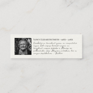 Photo quote celebration of life funeral bookmark mini business card