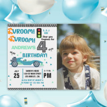 Photo Race Car • 4th Birthday Racing Party