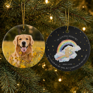 Photo Rainbow Bridge Lab Dog Angel Pet Memorial Ceramic Ornament