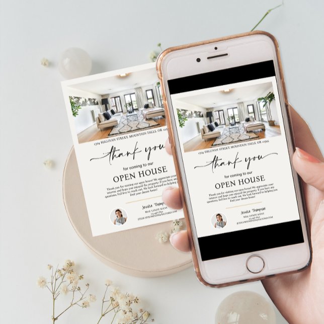 Photo Real Estate Open House Script Thank You Card (Photo Real Estate Open House Script Thank You Card)