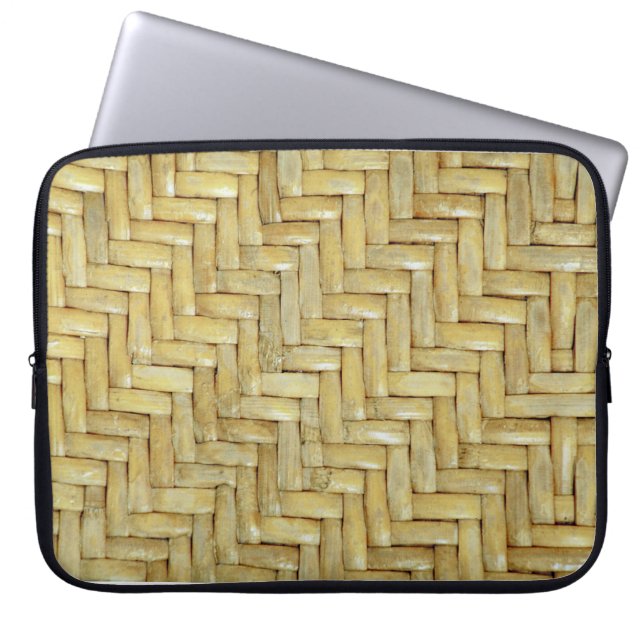 Photo real of woven straw laptop sleeve (Front)
