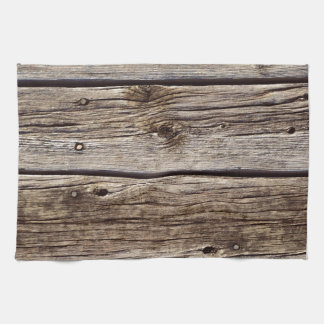 Photo Realistic Rustic, Weathered Wood Board Tea Towel