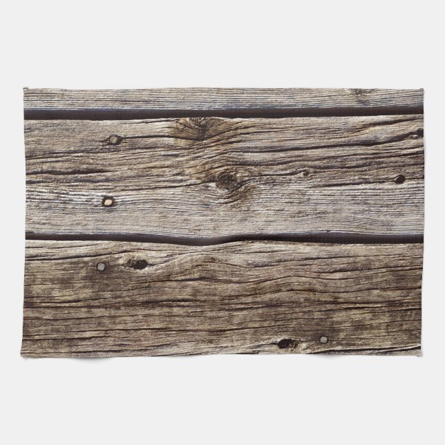 Photo Realistic Rustic, Weathered Wood Board Tea Towel (Horizontal)