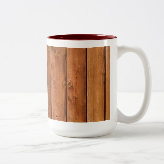 Photo Realistic Rustic, Wood WeatherBoard Two-Tone Coffee Mug (Right)