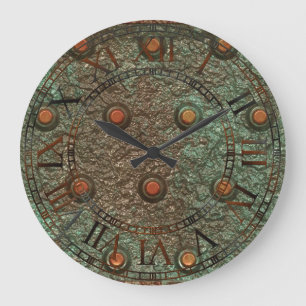 Photo Realistic Steampunk Plate Metal Rusty Steel Large Clock