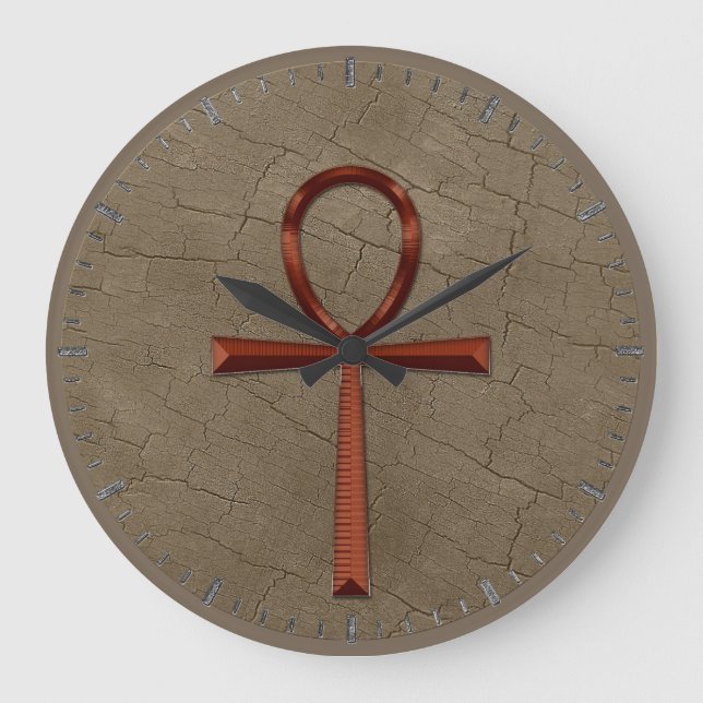 Photo Realistic Wood-effect & Copper-look Ankh Large Clock (Front)