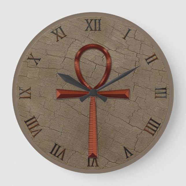 Photo Realistic Wood-effect & Copper-look Ankh Large Clock (Front)