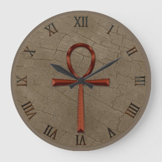 Photo Realistic Wood-effect & Copper-look Ankh Large Clock