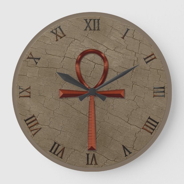 Photo Realistic Wood-effect & Copper-look Ankh Large Clock (Front)