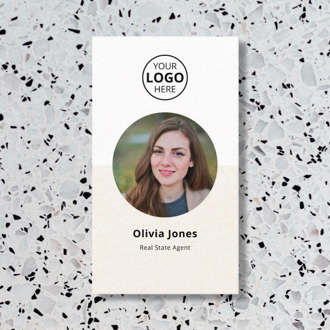 Photo Realtor QR Code Beige Business Card (Creator Uploaded)