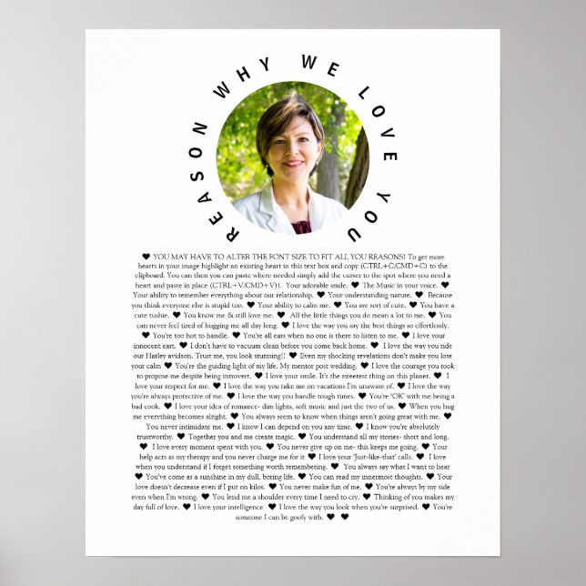 Photo reasons we love you poster (Front)