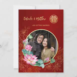 Photo Red Gold Chinese Wedding Invitation