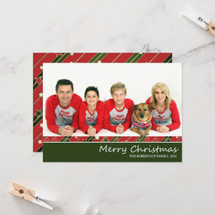 Photo Red Green   Strip Holiday Christmas Card