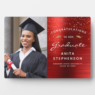Photo Red Metallic White Gold Graduation Keepsake Plaque