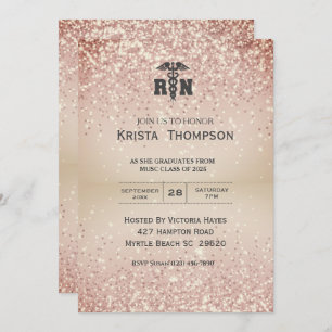 Photo Registered Nurse Graduation Gold Invitation