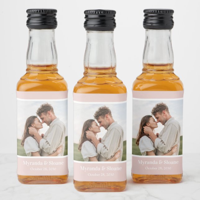 Photo Rehearsal Dinner Blush Pink Liquor Bottle Label (Bottles)