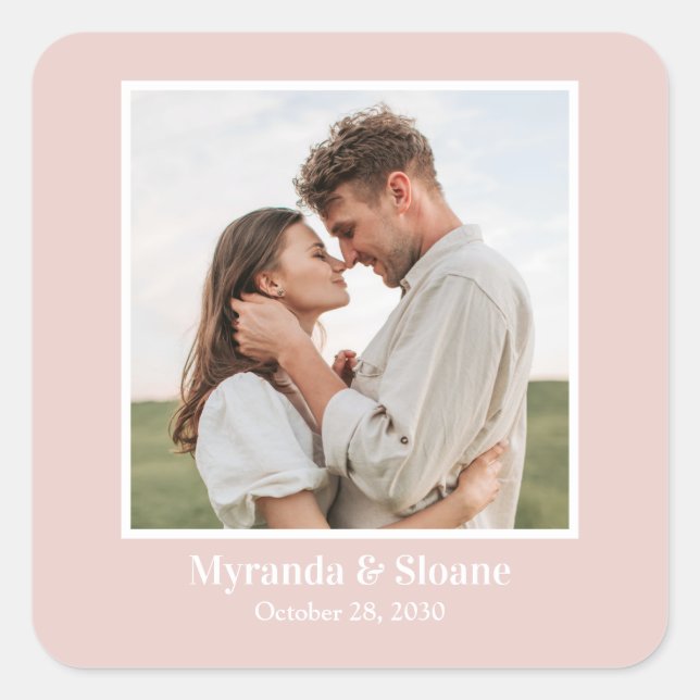 Photo Rehearsal Dinner Blush Pink Square Sticker (Front)