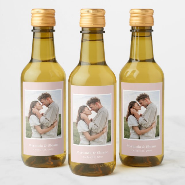 Photo Rehearsal Dinner Blush Pink Wine Label (Bottles)