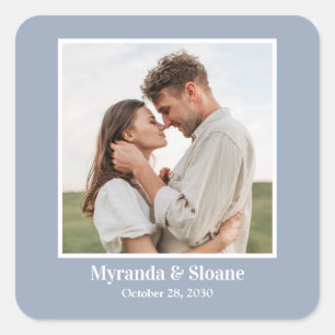 Photo Rehearsal Dinner Dusty Blue Square Sticker