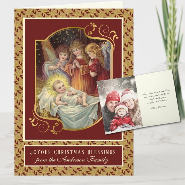 Photo Religious Baby Jesus Christmas Angels Holiday Card (Creator Uploaded)