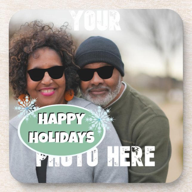 Photo Replace Happy Holidays  Coaster (Front)