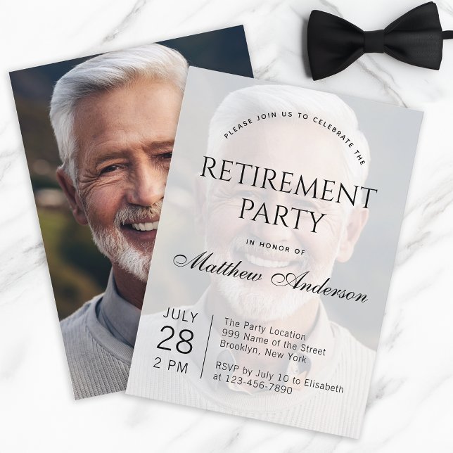 Photo Retirement Party Calligraphy Transparent  Invitation (Creator Uploaded)