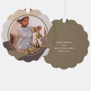 Photo Retro Abstract Personalised Christmas Tree Decoration Card
