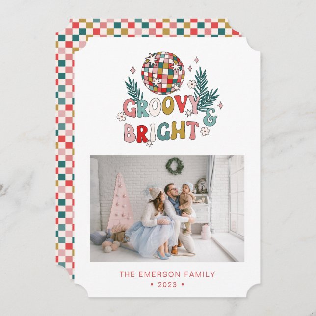 Photo Retro Christmas Card (Front/Back)